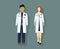 Doctors Vector flat style. Medical stuff concept. Practitioner young doctors man and woman