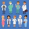 Doctors vector male and female doctoral character portrait or professional medical worker physician or medic nurse in