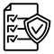 Document approve line icon. Checklist with shield vector illustration isolated on white. Paper with check outline style