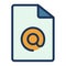 Document attachment email file single isolated icon with filled line style