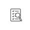 Document check icon vector illustration. Checklist magnifier assessment line icon.