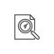 Document with clock and magnifier outline icon