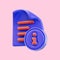 Document exclamation icon 3d render concept for Reject file