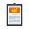 Document file mockup in clipboard with banana healthy food