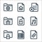 Document and files line icons. linear set. quality vector line set such as add, spreadsheet, folder, music, secret, folder, file,