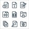 Document and files line icons. linear set. quality vector line set such as folder, file, file, folder, movie, file, font