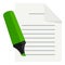 Document with Highlighter Flat Icon on White
