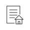 Document with house outline icon. Property line documents.