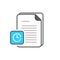 Document icon with clock sign. Document icon and countdown, deadline, schedule, planning symbol