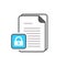 Document icon with padlock sign. Document icon and security, protection, privacy symbol