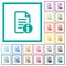 Document info flat color icons with quadrant frames