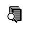 Document with magnifier loupe business concept. Scrutiny document plan icon in flat style. Review statement vector illustration on