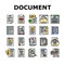 document paper file business page icons set vector