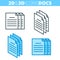 The document pile. Flat and isometric 3d outline icon set.