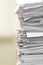 Document pile on office desk, Stack of business paper on the tab