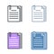 The document pile with paperclip. Vector outline icon set.