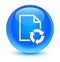 Document process icon glassy cyan blue round button