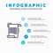 Document, Report, Note, Paper, Guidelines Blue Infographics Template 5 Steps. Vector Line Icon template