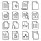 Document Report Related Icons Set on White Background. Line Style Vector