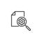 Document search gear outline icon