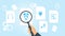 Document with search icons. File and magnifying glass. Analytics research sign. Vector Illustrationclaustrophobia, man file,