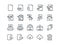Document. Set of outline vector icons. Includes such as Printer, Shredder, Folder, Archive, Handwriting and more.