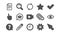 Document, Time and Question mark icons. Search, Video and Check mark. Classic icon set. Vector