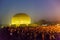 Documentary editorial. AUROVILLE, TAMIL NADU, INDIA - February 28, 2018. Collective Meditation with dawn fireOn Auroville`s 50 ye