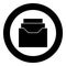 Documents archieve or drawer black icon in circle