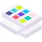 Documents with color samples. Stacked pile of print house products, large sheets of paper
