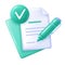 Documents Icon With Check Mark And Pen