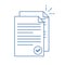 Documents icon. Stack of paper sheets. Confirmed or approved document. Flat line illustration on white