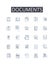 Documents line icons collection. Encryption, Firewall, Privacy, Hackers, Breach, Cybercrime, Malware vector and linear