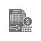 Documents with money, options, futures grey icon.