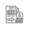 Documents with money, options, futures line icon.