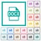 DOCX file format flat color icons with quadrant frames