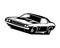 dodge challenger car 1970. premium vector design silhouette. isolated white background view from side.