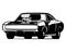 dodge supercharger 1970. silhouette vector isolated white background showing from side.