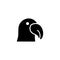 Dodo Bird Silhouette, Parrot Cockatoo. Flat Vector Icon illustration. Simple black symbol on white background. Dodo Bird