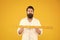 Does size really matter. Man bearded hipster holding ruler. Measure length. Size tall and length. Big size. Measure and