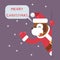 Dog 2018 Merry Christmas Santa Looking Out Corner Cartoon Character Greeting Card Flat Design Vector Illustration