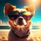 The dog, adorned with a pair of stylish sunglasses, exudes a carefree spirit