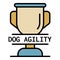 Dog agility cup logo, outline style