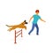 Dog agility training exercise isolated vector