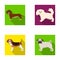 Dog, animal, domestic, and other web icon in flat style.Dachshund, maltese, bulldog icons in set collection.