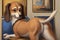 Dog as a famous painter, using its tail as a brush to create abstract masterpieces AI Generated