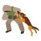 Dog attack enemy training icon, isometric style