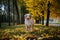 Dog in autumn park