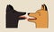 A dog with bad teeth and healthy ones. Care and hygiene of the dog\\\'s mouth. Vector illustration in hand drawn style