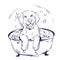 Dog bath illustration